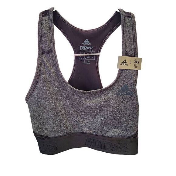 Adidas Techfit Women Sport Bra Black Climacool Racerback Compression Support XXS - Picture 1 of 8